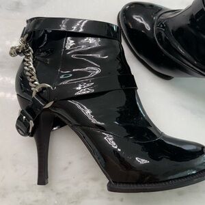 Alexander McQueen Black Patent Leather Ankle Boots
